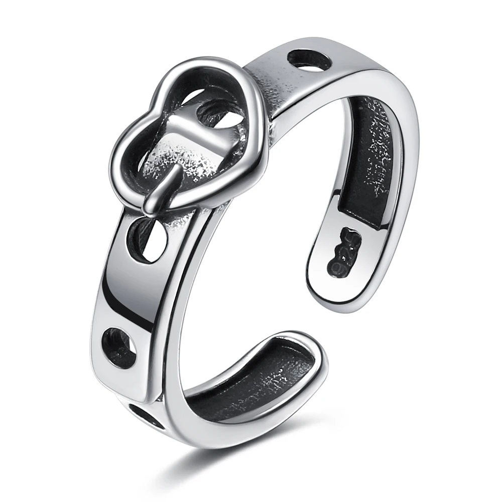DAXI Silver Color  Retro Opening Ring  Fashion Finger Jewelry Bohemia For Women Men Punk Carved Ring Dainty  Jewlery Wholesale image 3