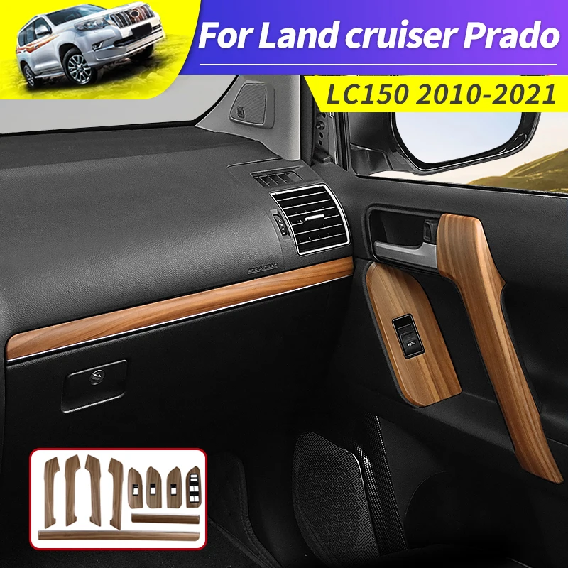 

For Toyota Land Cruiser Prado 150 Lc150 Fj150 2021-2010 2020 2019 2018 2017 Wood Texture Interior Decoration Handle Accessories