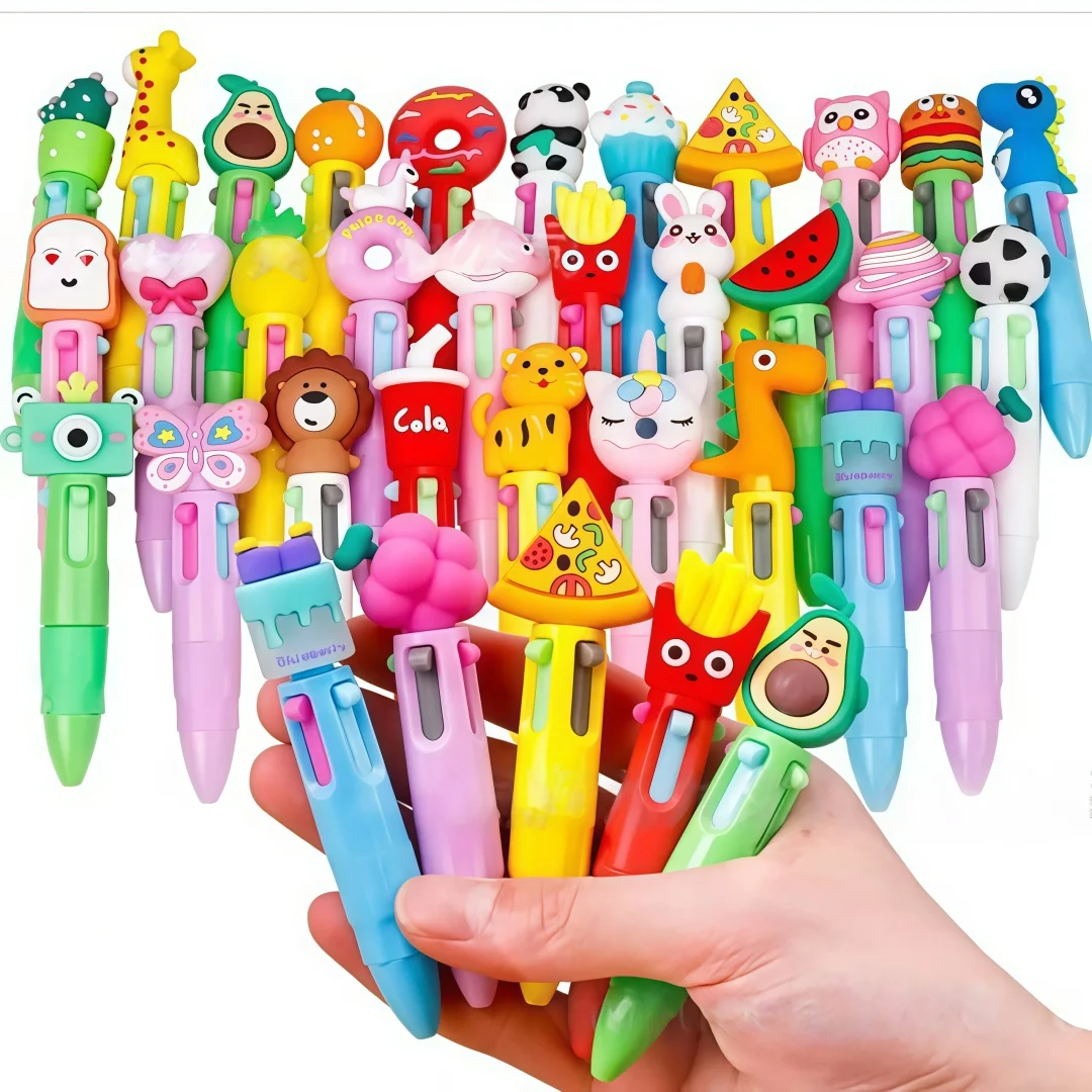 

1-30Pcs Cute Pet Cartoon Four-Color Ballpoint Pen Mini Prize Pen Animal Pattern Assorted Colors for Students And Office Use