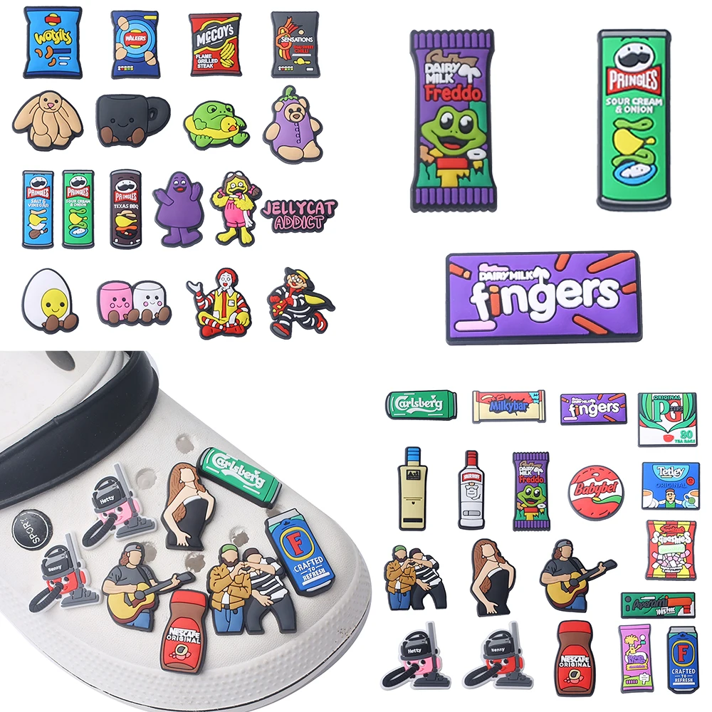 Hot sales 18-19pcs Cartoon Snack Potato chip Series PVC shoe