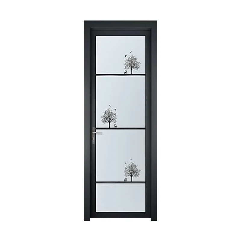 

Wholesale indoor bedroom swing door toilet door rental room toilet bathroom soundproof glass door aluminum alloy doo