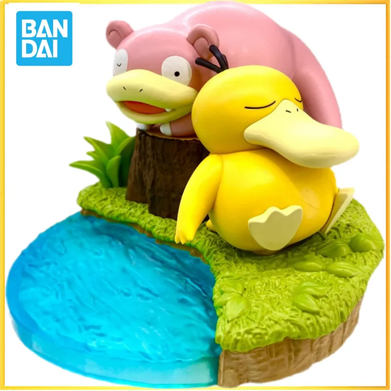 

In stock BANDAI original Anime Pokemon Slowpoke Psyduck PVC Action Figure Model Figurals Toys room decoration halloween gift