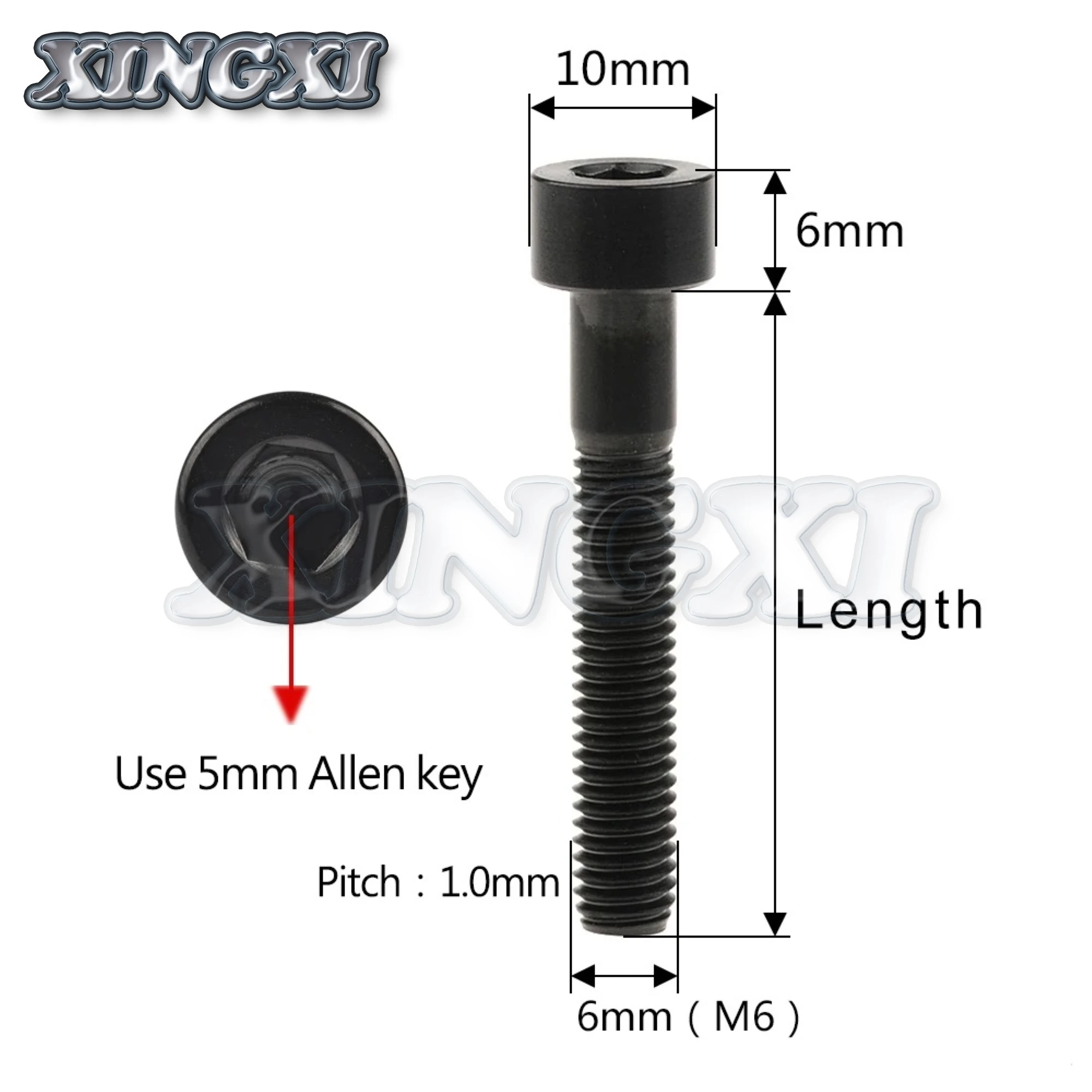 Xingxi Titanium Ti Bolt M6X10 15 18 20 25 30 35 40 45 50 55 60 65mm Stigma Screw For MTB/Road Bicycle Seatpost Headset Brake