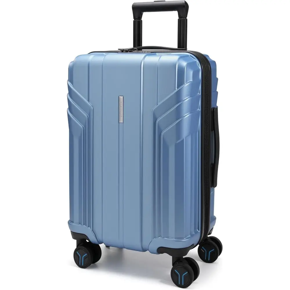 

Expandable 22x14x9 Carry-On Luggage, Lightweight 100% PC Hard Shell Suitcase, 20 Inch Spinner Wheel Travel Bag, Waterproof Blue
