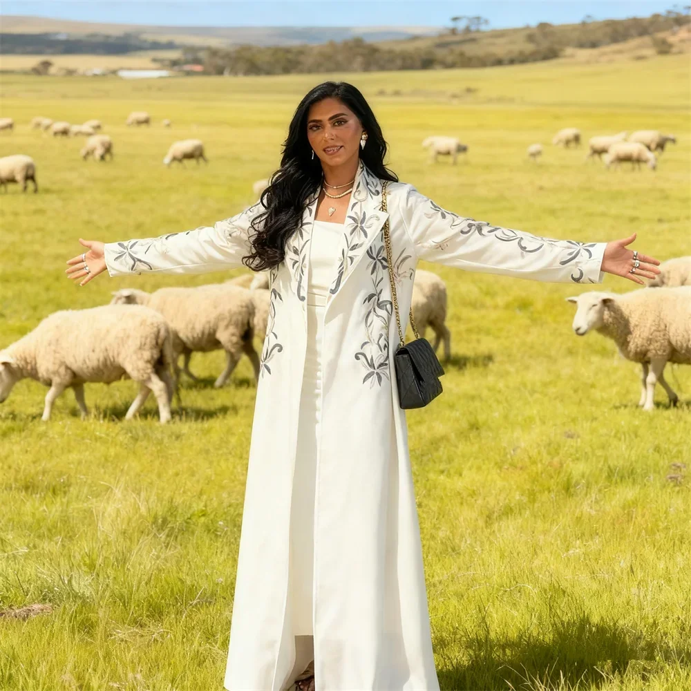 

Вышитые абайи для женщин к празднику Ид, мусульманское платье, дубайская абайя, исламская одежда, турецкий кафтан, кебайя, кимоно, кардиган, роба, джалабия, платье