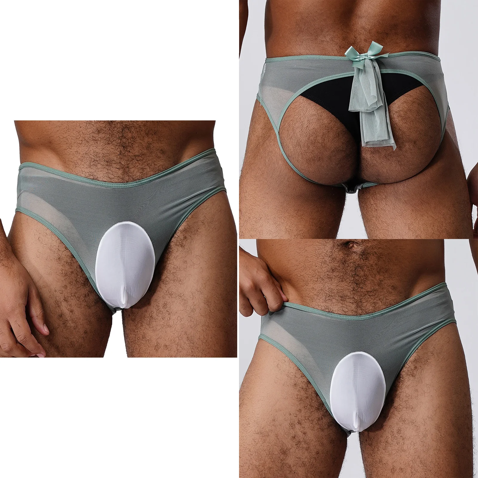 

Adult Men Lingerie Open Butt Underpants Bulge Pouch Stretchy Mesh Briefs Underpants for Gays Erotic Role Play Panties Nightwear