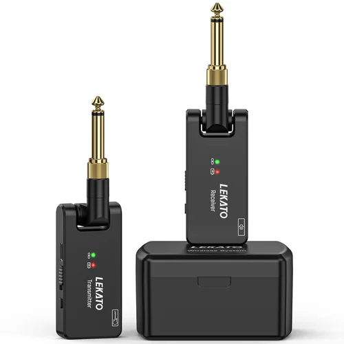 Imagen 2 del producto LEKATO WS-100 sistema de guitarra inalámbrico con caja de carga transmisor receptor recargable Audio de 2,4 Ghz para bajo eléctrico