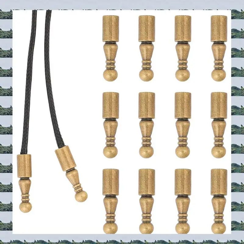 ABQR 12Pcs Bolo Tie Tips Replacement End Caps Long Alloy Cord Ends Smooth For Clothes Decoring Chain Bracelet DIY Crafts