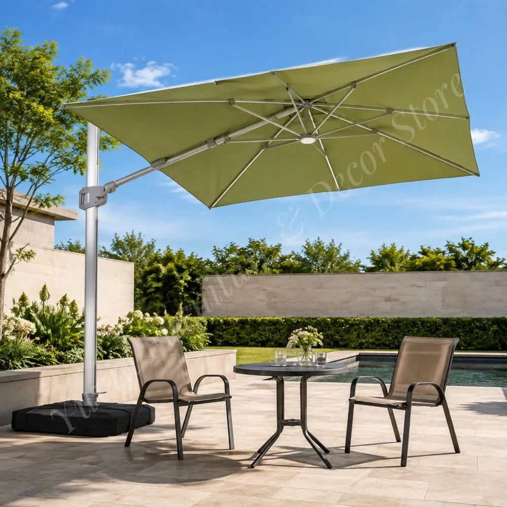 3*3m Modern Aluminum Garden Cantilever Automatic Outdoor Umbrella for Courtyard & Hotel Use Outdoor Furniture Parasol