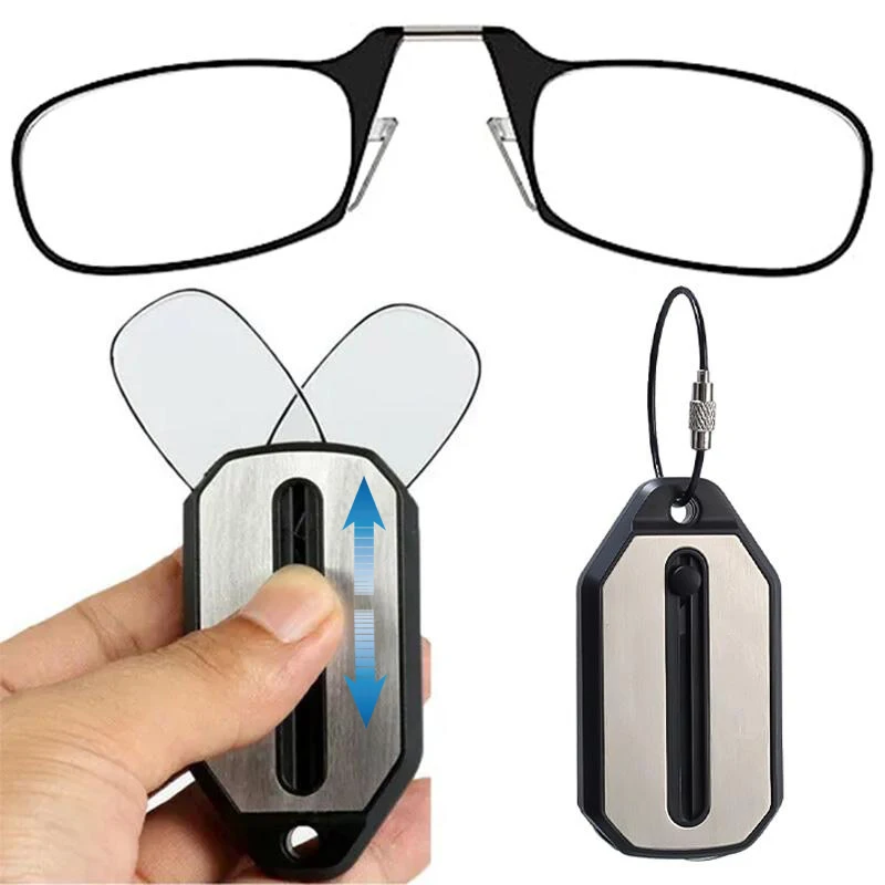 Folding Legless Nose Clip Reading Glasses for Elder Men Women Portable Smart Magnifier Glasses Ultra-light Diopter+1.0 To +3.0