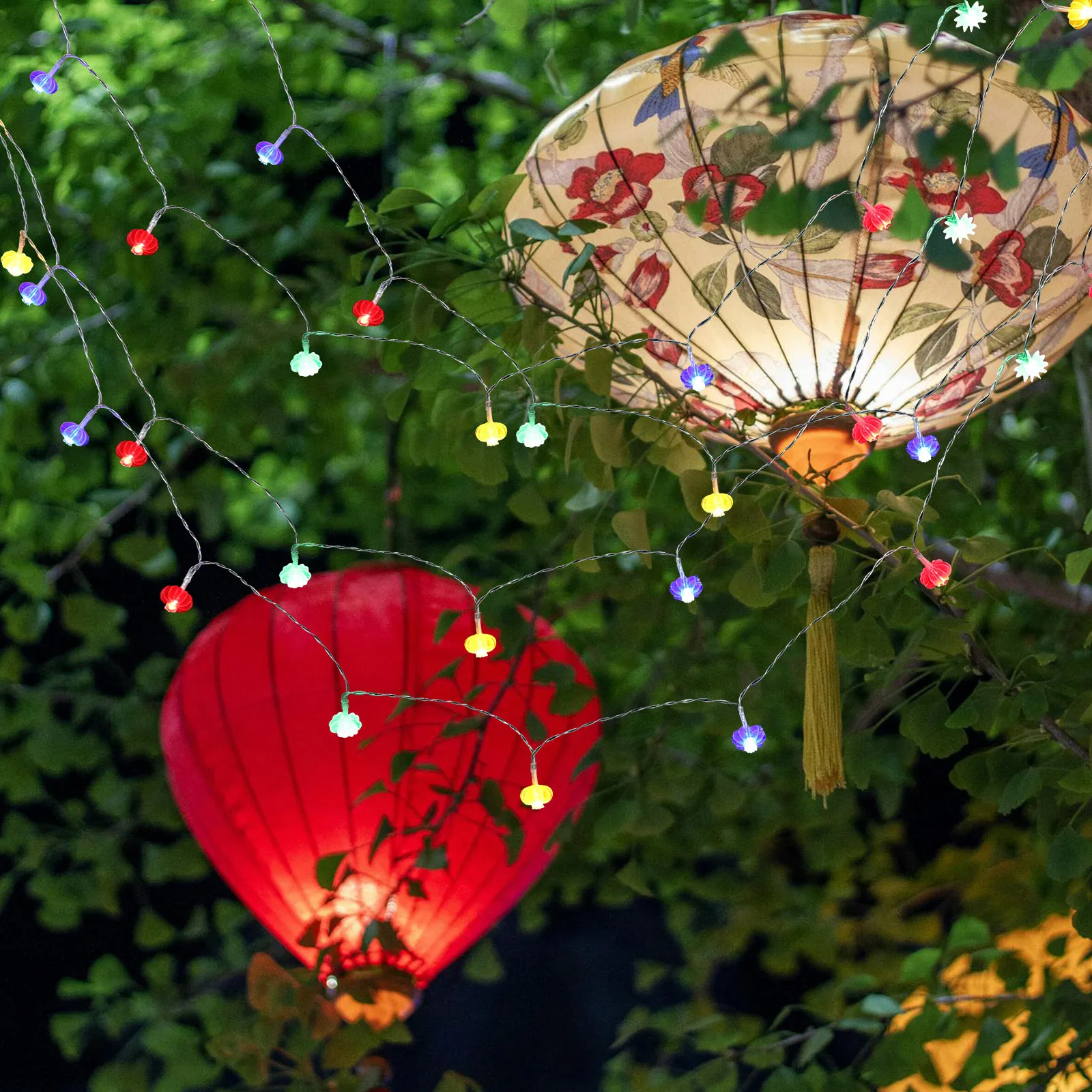 2 قطعة 3m LED فانوس سلسلة أضواء تعمل الفوانيس الحمراء الملونة مهرجان الربيع داخلي في الهواء الطلق ديكور الحفلات #3