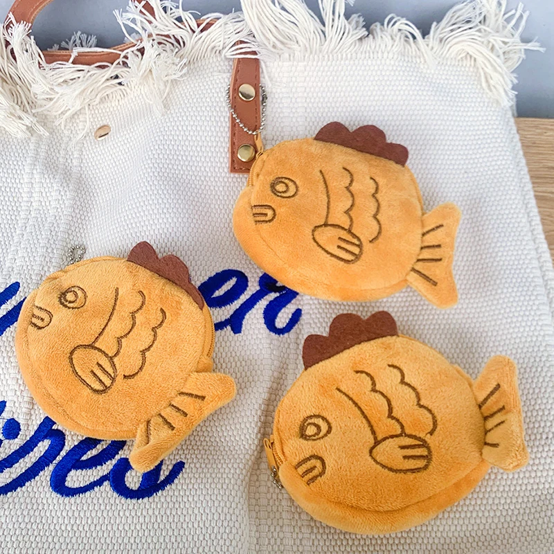 

Милый кошелек для монет в форме рыбы, женский кошелек для денег, ключ, наушники, кошелек для мелких вещей, сумка на молнии, плюшевая мини-сумка, подарок для ребенка