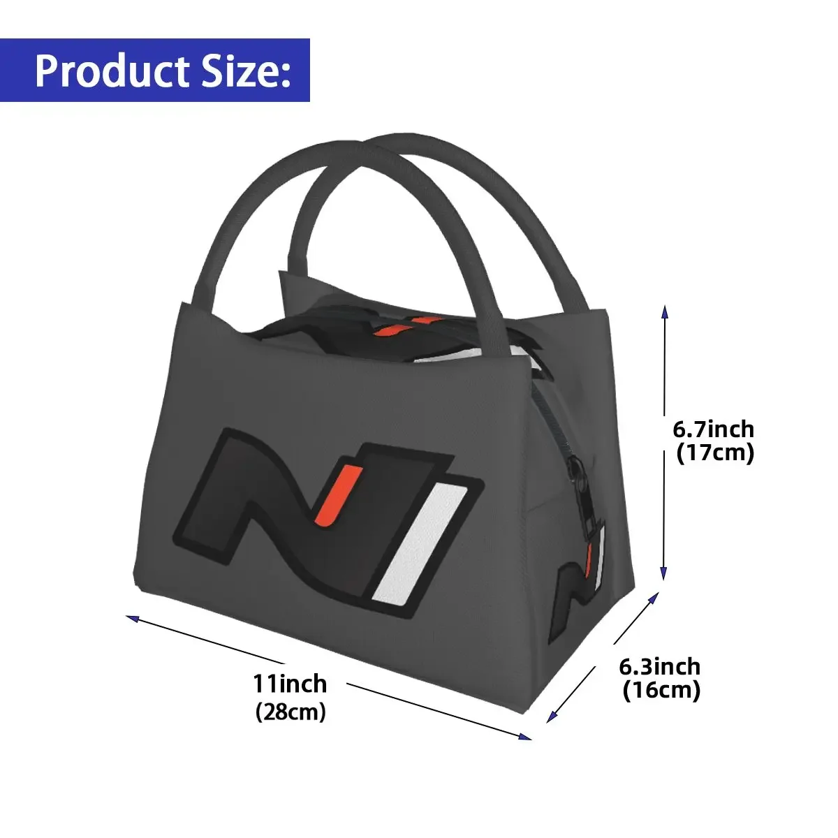 Hyundai N Performance Logo Dark Lunch Bags Insulated Bento Box Waterproof Lunch Tote Resuable Picnic Bags for Woman Kids Work