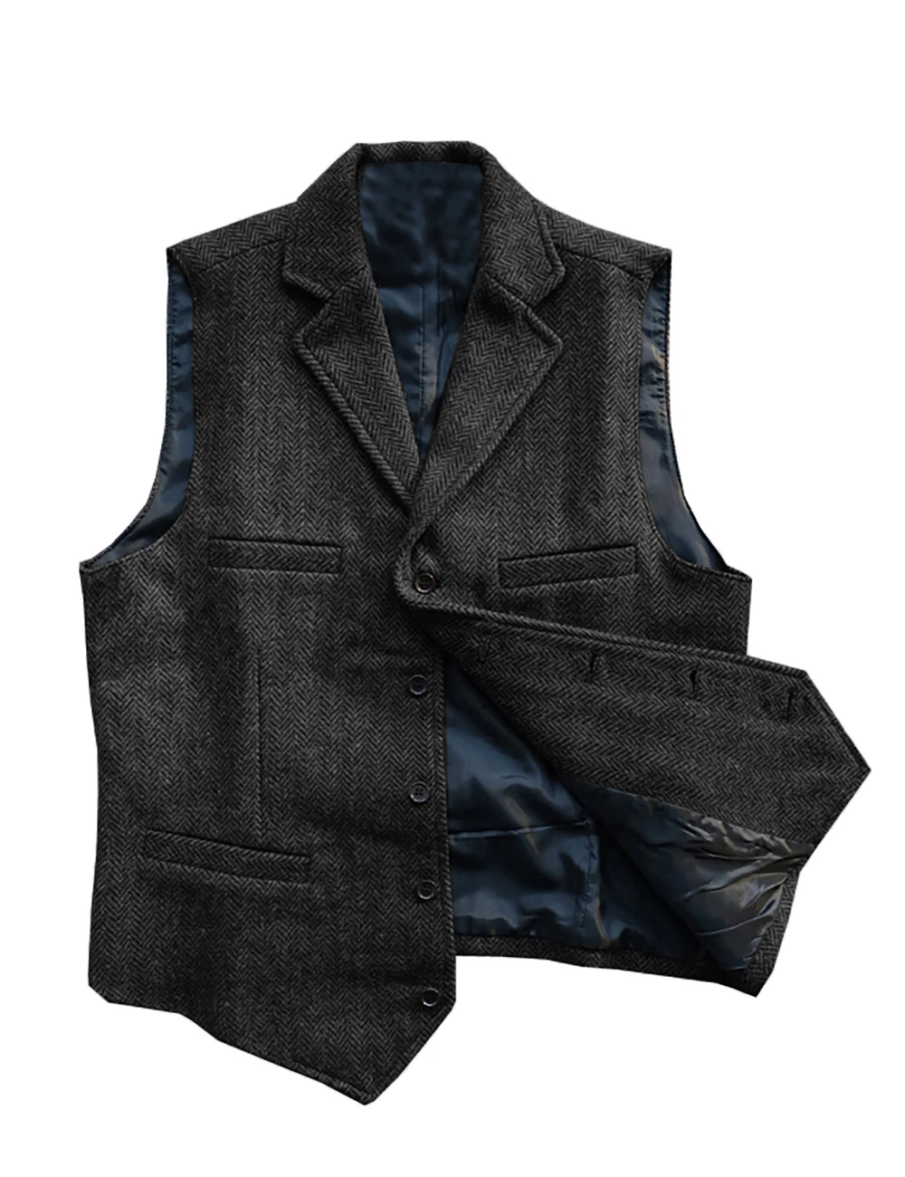 Men\'s V-Neck Herringbone Suit Vests Fashion Formal Slim Fit Business Waistcoat for Tuxedo Wedding Part