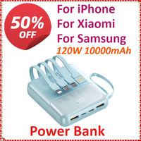 120W 10000mAh Portable Power Bank Fast Charging For iPhone For Xiaomi For Samsung With USB Type C/Micro USB/Lightning