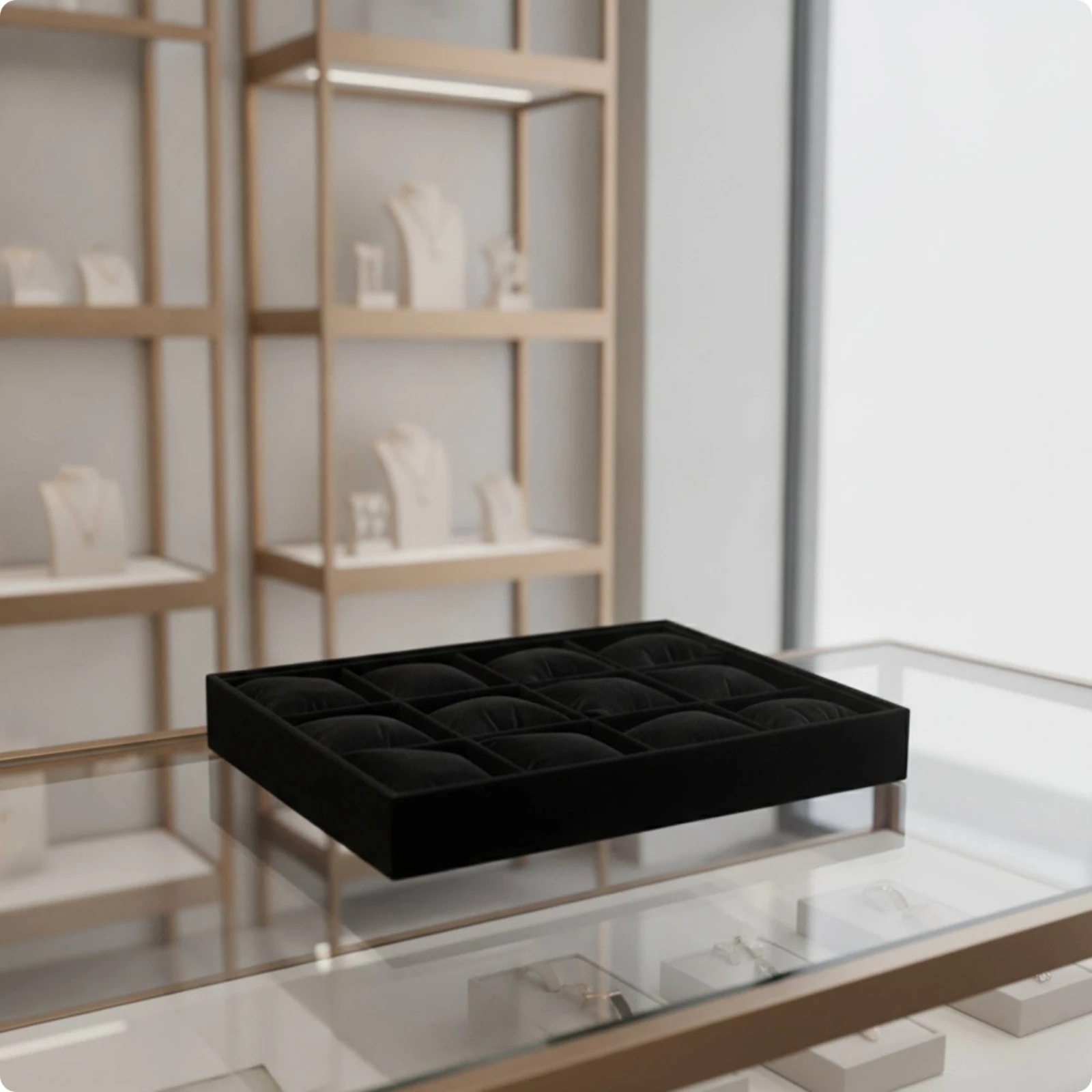 Watch Tray with Pillows Open-Top Jewelry Tray with Pillows Bangle Display Holder Velvet Organizer Premium for Jewelers