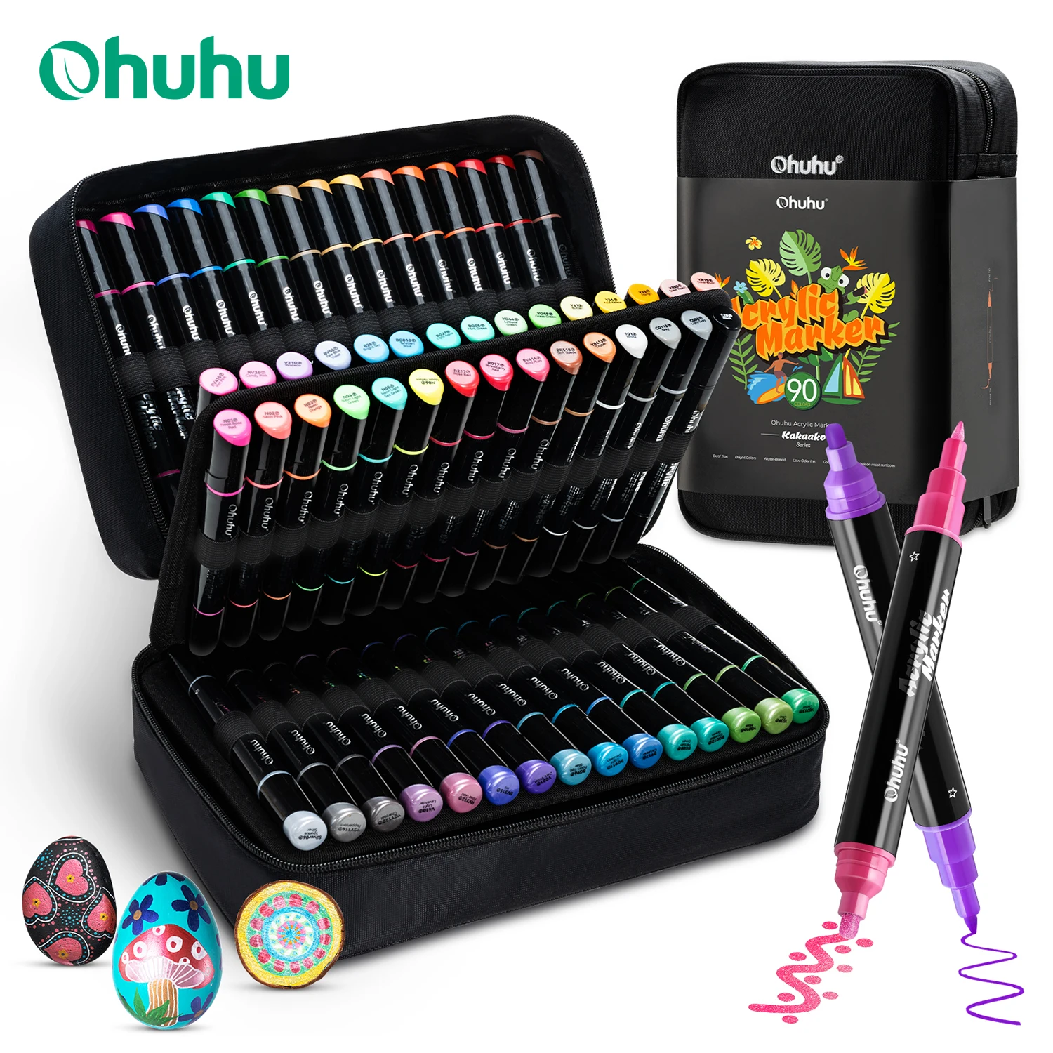 

Ohuhu Acrylic Paint Markers Dual Tips Metallic Acrylic Markers High Opacity Paint Pens Waterproof Lightfast Art Painting Kakaako