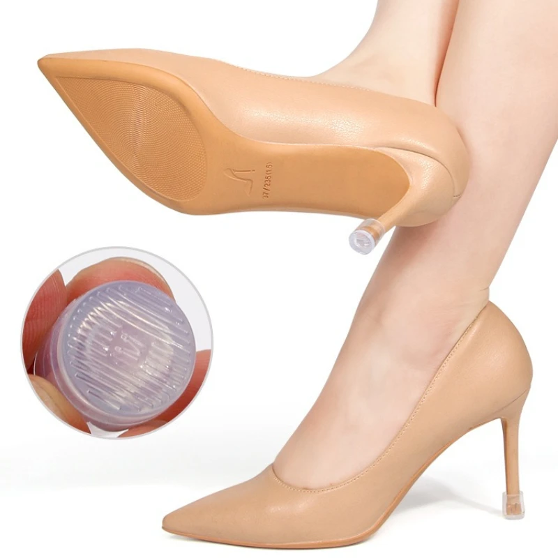 High Heel Protector Caps Transparent Wear Resistant Anti‑Slip Noise Reduction Anti‑Abnormal Sound Heel Covers for Thin Stiletto