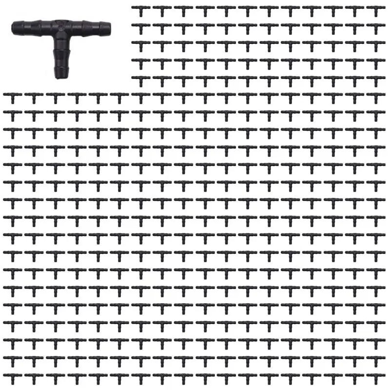 AB11-Drip Irrigation Barbed Connectors, Universal Barbed Tee Fittings 600Pcs, Fits 1/4 Inch Drip Tubing (4/7Mm Tee Pipe)