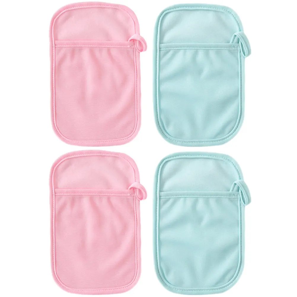 

4Pcs Bath Mitt Cotton Polyester Mix Shower Washcloth Reusable Body Scrubbing Gloves for Sensitive Skin