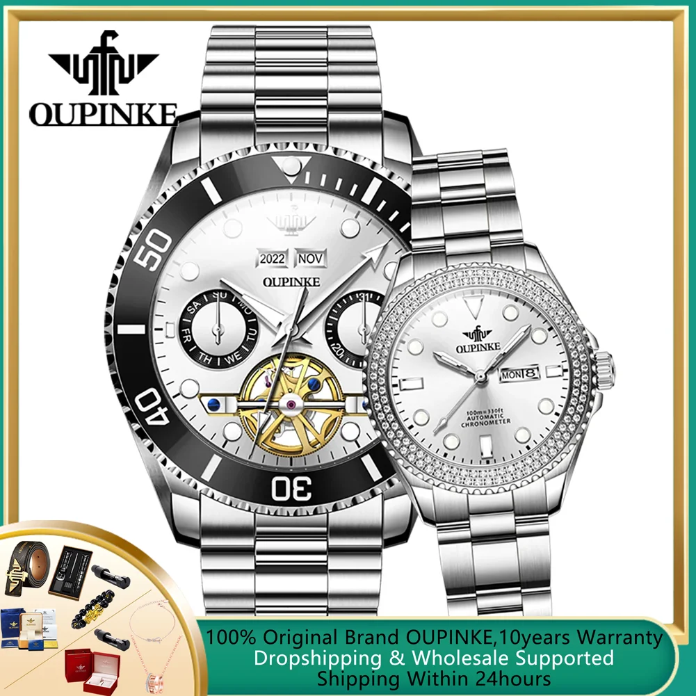 OUPINKE Luxury Couple Watch Top Brand Diving Series Sport Wristwatch Import Japan Movement Automatic Mechanical Watch Men Women