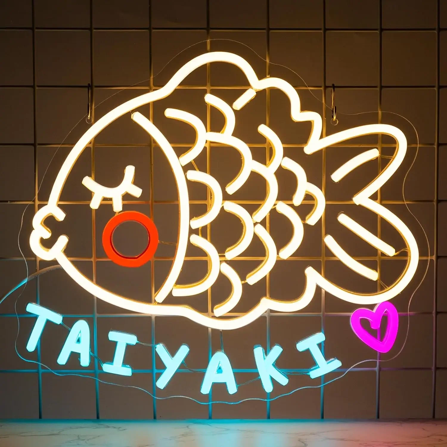 

Taiyaki Neon Sign Fish for Wall Decor LED Lights for Japanese Snacks Bar Bedroom Resturant Cake Shop Bakery Stores Decor