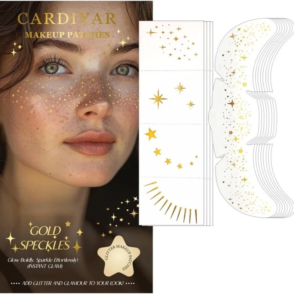 

12pcs Waterproof Glitter Freckles Face Tattoo Long Lasting Disposable Face Temporary Tattoos Laser Color Facial Art