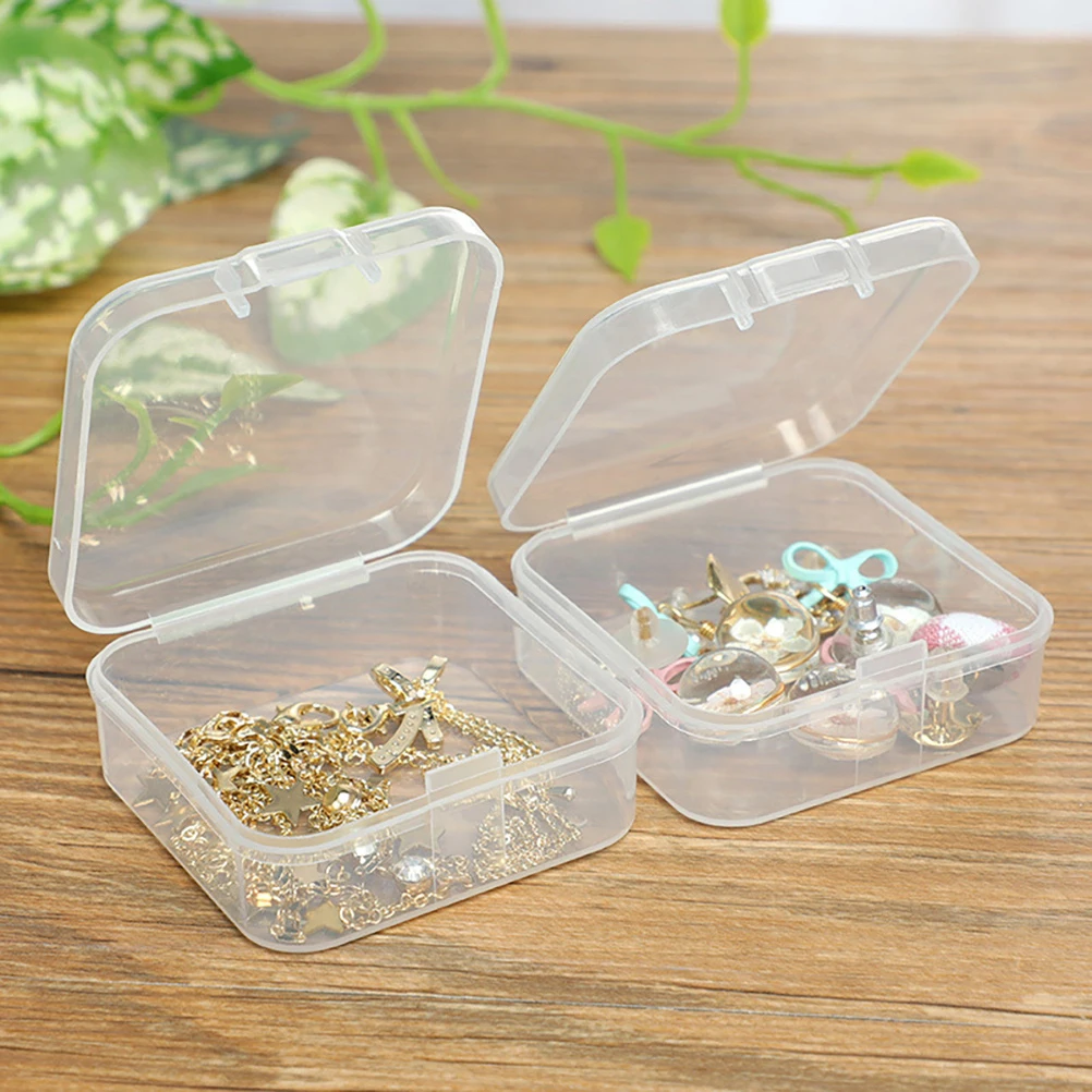 

55Pcs Mini Square Transparent Storage Boxes Small Organizer Containers Sealed Lid Clear Plastic Case for Jewelry Beads