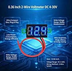 DC 4.7-32V 3 Digit Display Voltmeter Red/Blue/Gree/White 0.36 Inch Mini LED Digital Panel Volt Voltmeter Voltage Meter Tester