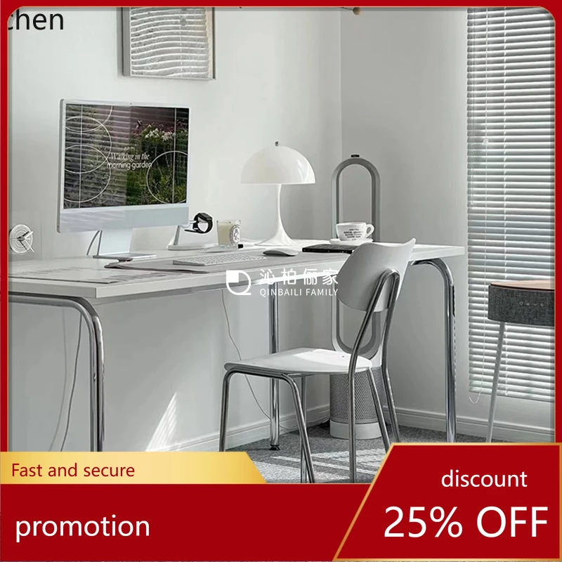 HXL office conference table European computer table simple modern stainless steel dining table style writing desk