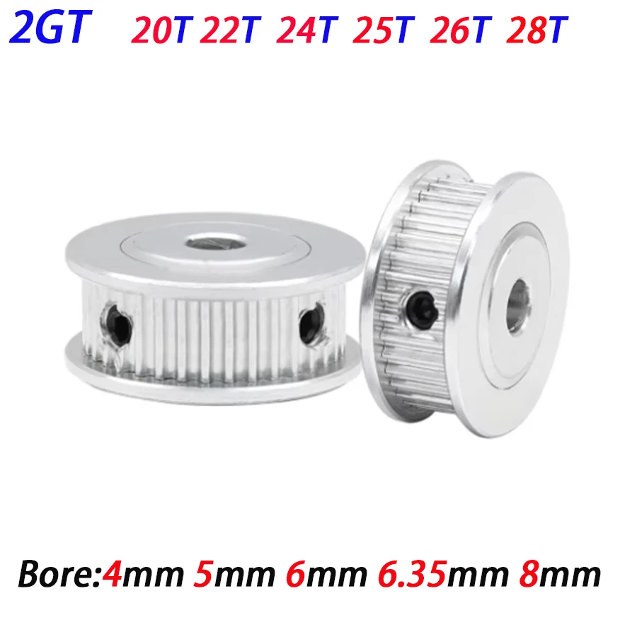 2GT 20T/22T/24T/26T28Teeth AF Type Belt Pulley Belt Pulley Width 11mm 3D Printer Parts Synchronous Wheel Aperture 4/5/6/6.35/8mm