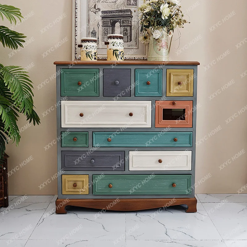 L minimalist retro painted living room foyer porch cabinet storage cabinet wall side cabinet