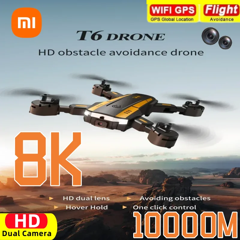 Xiaomi T6 Drone 8K Profesional 4K HD GPS Camera Obstacle Avoidance Aerial Photography Optical Flow Foldable Quadcopter 1KM