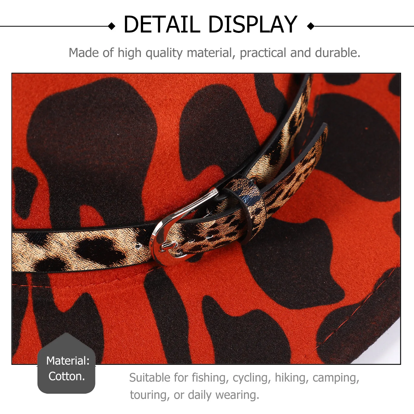 

Leopard Print Party Hat Ladies Belt Decor Fashion Fedora Cosplay Cap Retro Flat Edge Windproof Breathable Sunshade All Seasons