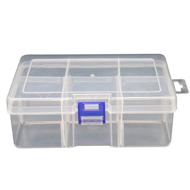 

Large 6 compartments thickened removable transparent plastic box hardware tools organizing jewelry accessories desk storage box