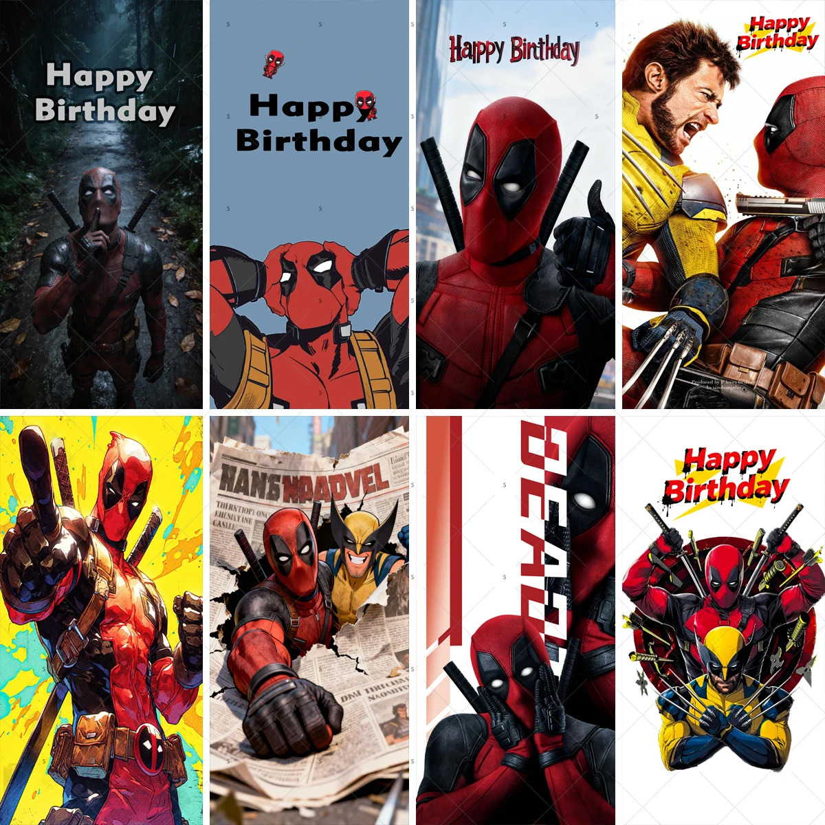 

Superhero Backdrop Deadpool Theme Kid Birthday Party Decoration Door Frame Poster Baby Shower Supplies Photography Studio Props