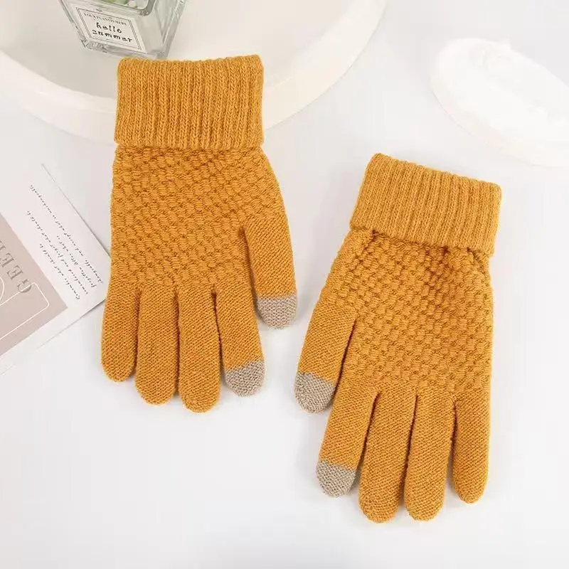 Damen Herren Warme Winter-Touchscreen-Handschuhe, dehnbare klassische Strick-Fäustlinge, Woll-Fingerhandschuhe für Outdoor, Radfahren und Autofahren – Detail 8