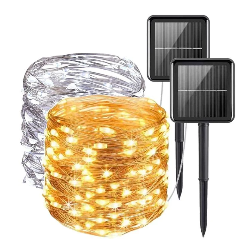 

Светодиодная гирлянда на солнечных батареях из медной проволоки для наружного декора сада, 4–32 м, для свадеб, вечеринок, Дня святого Валентина, Рамадана 2026, украшение для дома