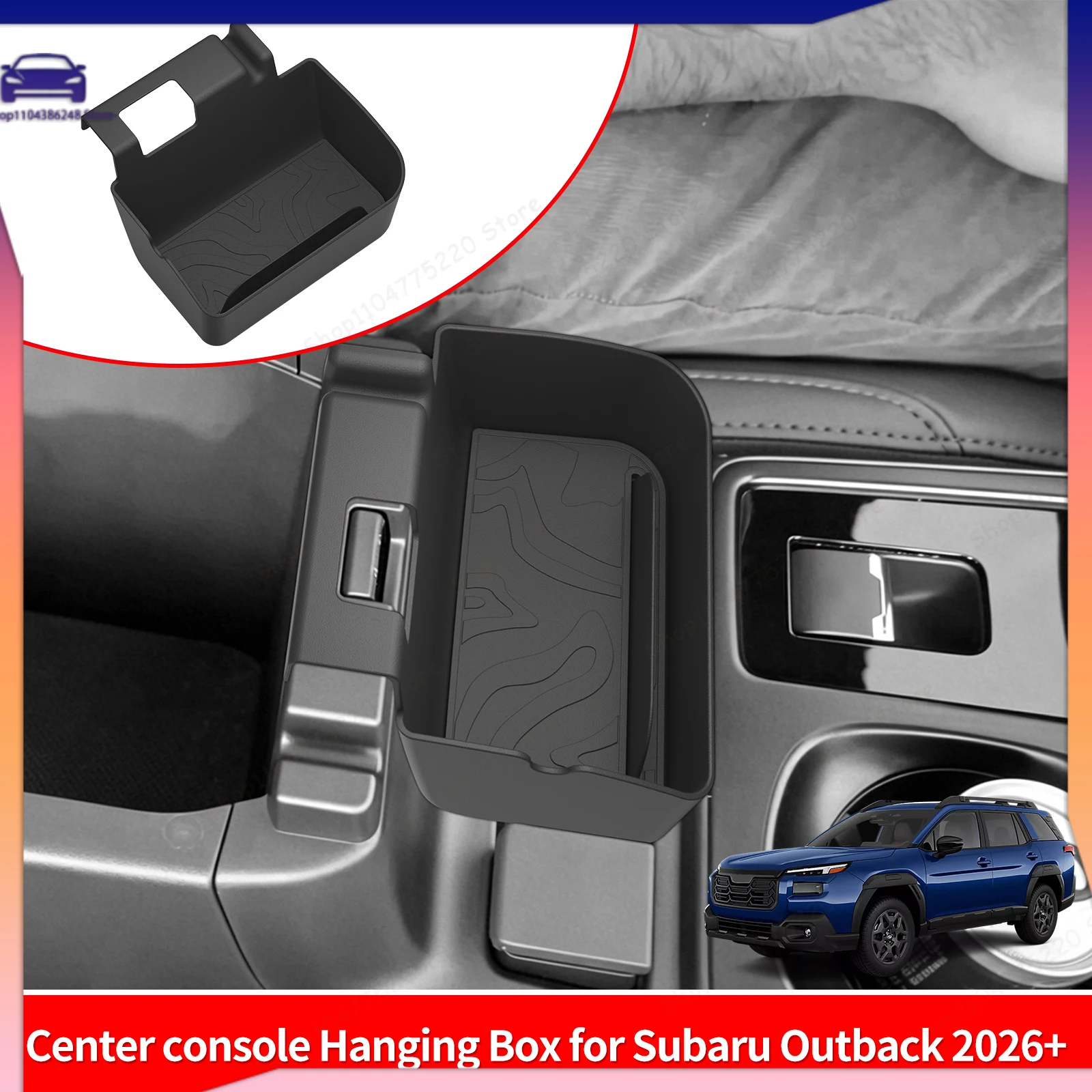 Black ABS LHD Armrest Hanging Storage Tray Organizer For Subaru Outback 2026 7th Gen Left Drive Tidying Box