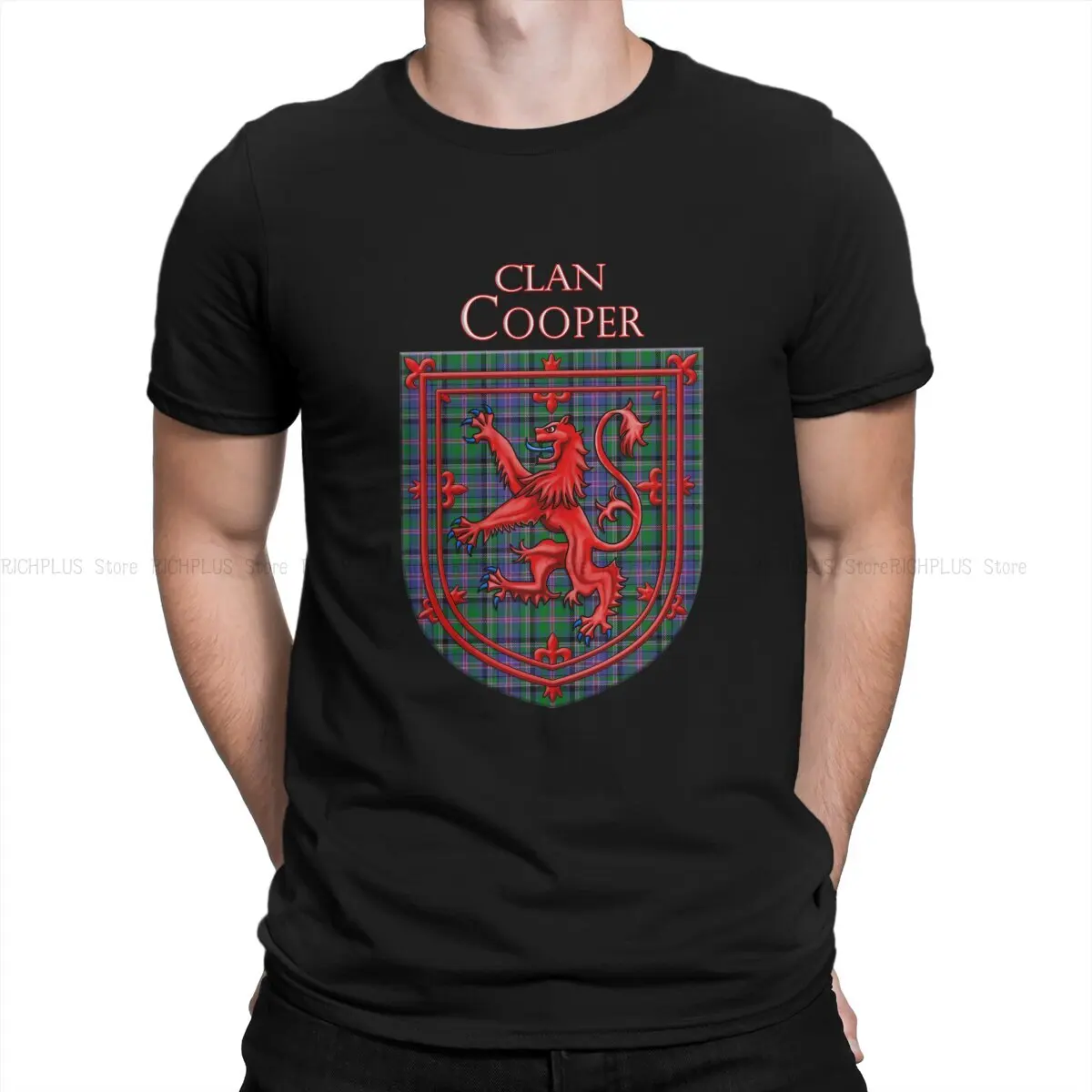 Man TShirt Cooper Tartan Scottish Plaid Lion Rampant Distinctive Polyester T Shirt Original Streetwear Hipster