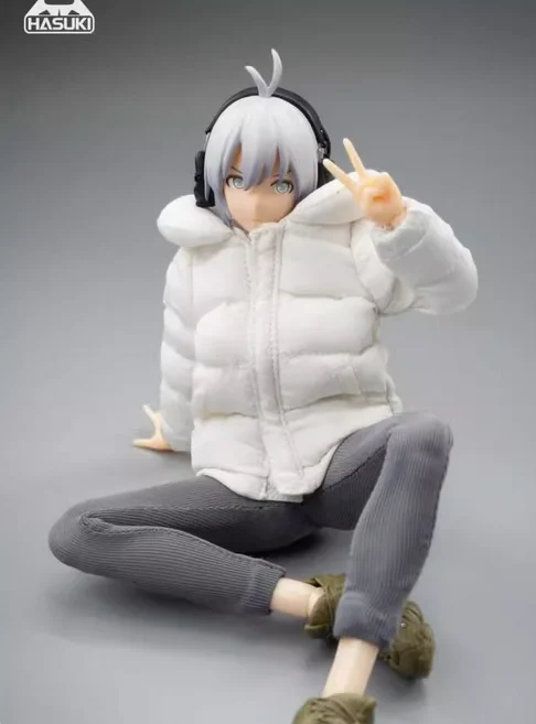 HASUKI CS013 1/12 Female Clothes White Down Coat+Pants Model fof 6''Figma