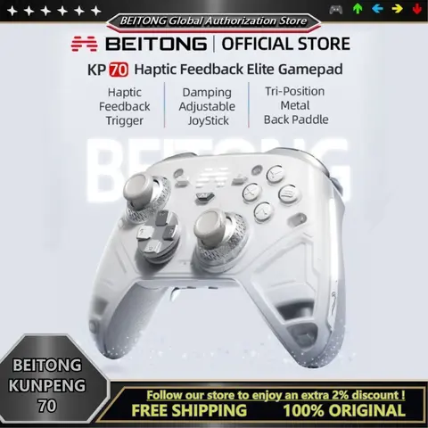 BEITONG KP70 햅틱 진동 무선 블루투스 게임 컨트롤러 정전식 조이스틱 게임패드 PC 스팀 안드로이드 iOS 스위치1/2용
