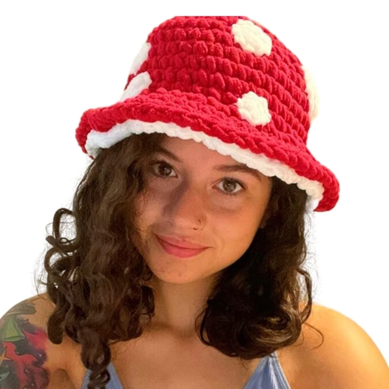 Lady Knit Sun Cap Prank Beach Photo Hat Female Bucket Cap Sweet Girl Fishing Hat