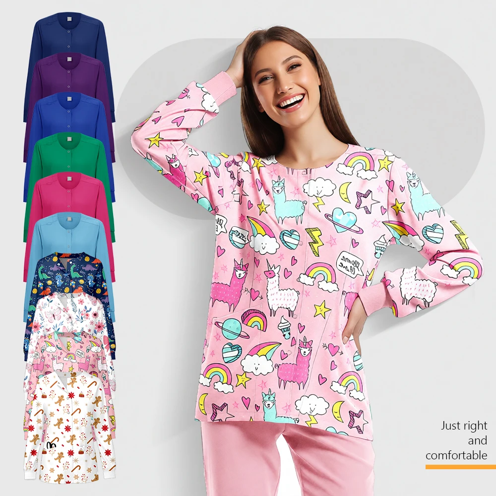 ممرضة فرك سترة النساء الرجال معطف الطبية الجراحية العمل مستشفى موحدة طبيب الأسنان عيادة أبلى صيدلية الحيوانات الأليفة متجر العمل موحدة