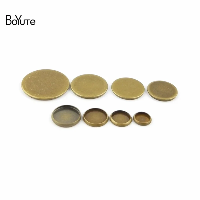 BoYuTe (100 Pieces/Lot) Round 8-10-12-14-16-18-20-25MM Cabochon Base Antique Bronze Diy Blank Tray Bezel Settings