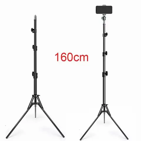 Roreta 160cm 라이브 방송 삼각대 랜딩 타입 카메라 앵커 셀카 라이트 프레임 금속 온도계 전화 홀더