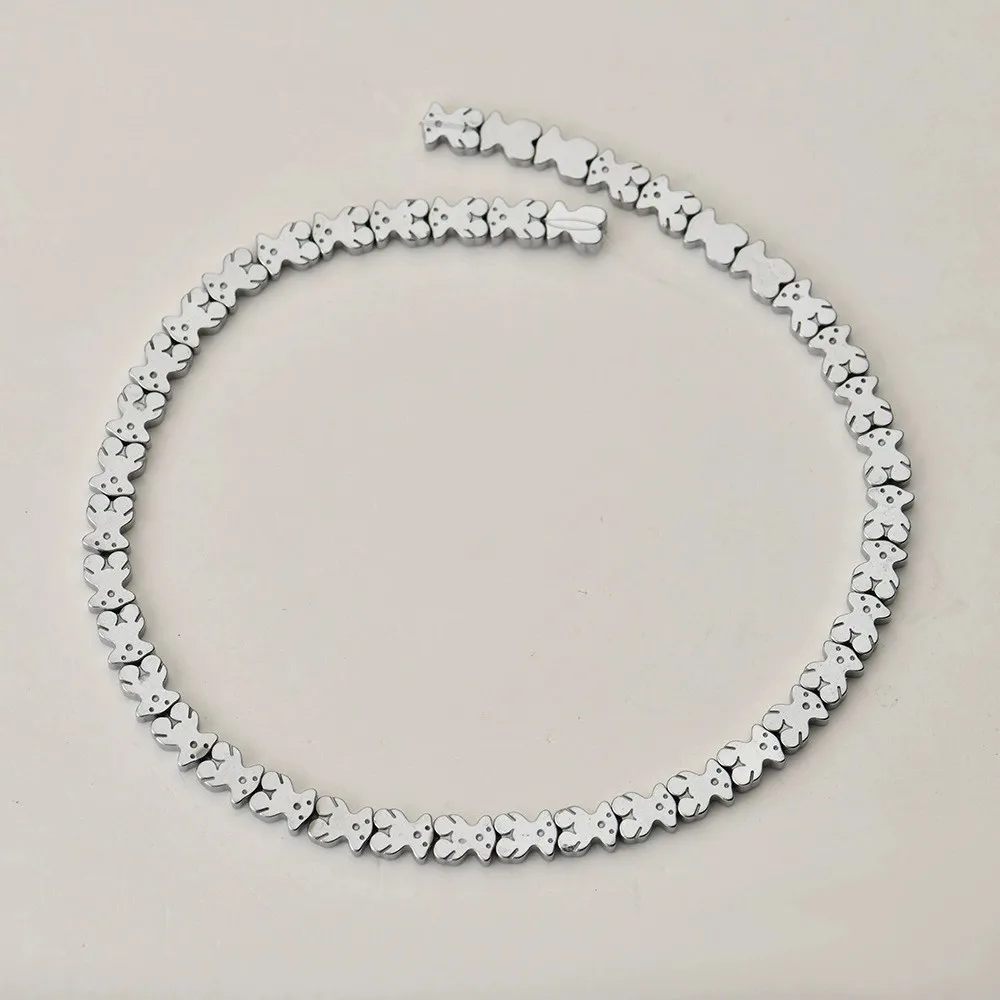 لون الفضة مطلي الهيماتيت الطبيعي الدب الصغير شكل الحجر الطبيعي خزر عازل لصنع المجوهرات سوار ذاتي الصنع العثور على الملحقات #5