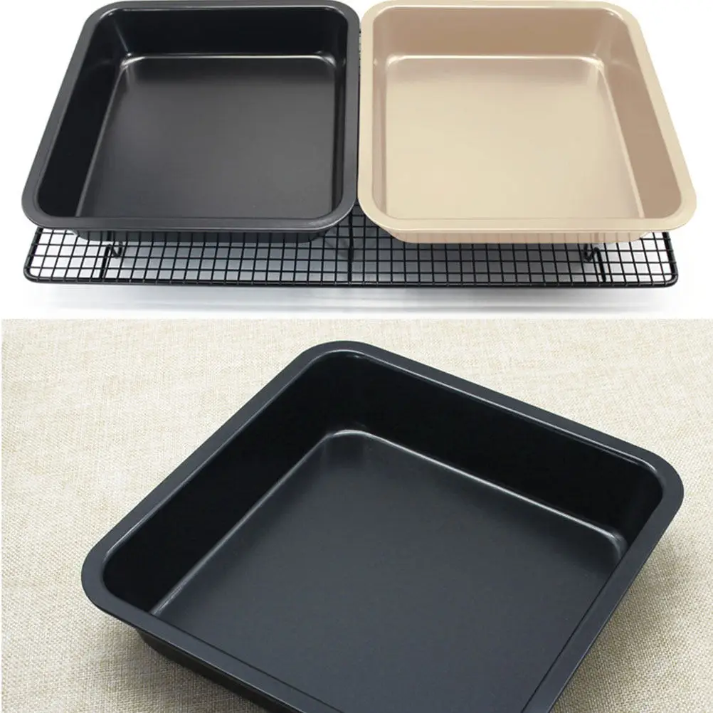 1Pcs Square Carbon Steel Nonstick Baking Tray 9Inch Oven Cake Pan for Birthday Layer Cheesecake Bread Cornbread