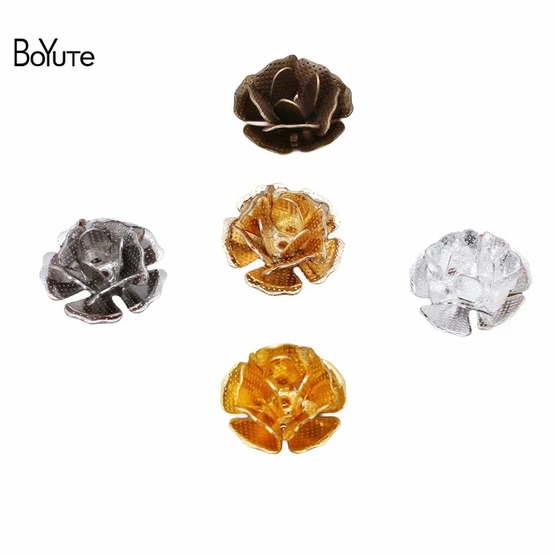 

BoYuTe (100 Pieces/Lot) 14MM Metal Brass Flower Materials Factory Supply Handmade DIY Jewelry Making Accessories