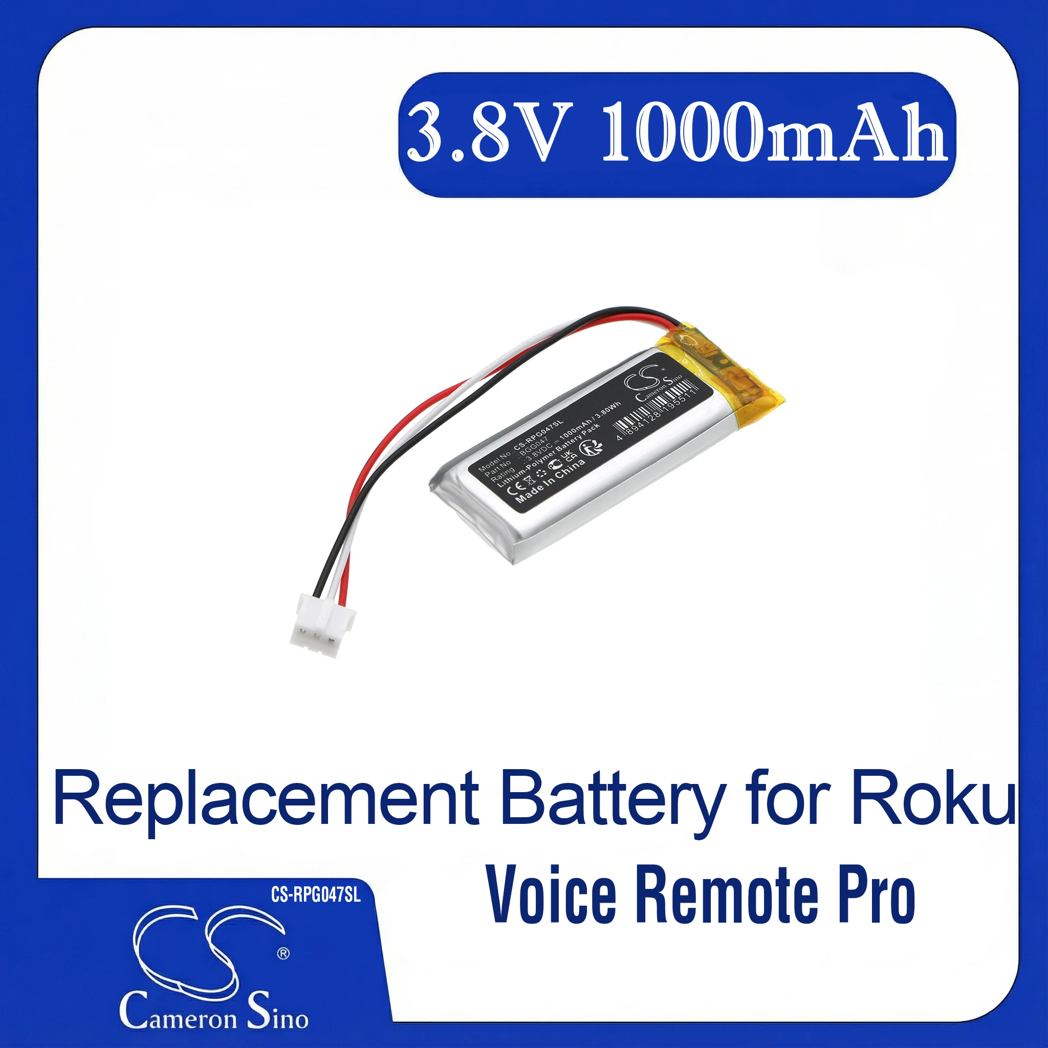

Cameron Sino Replacement Battery for Roku Voice Remote Pro, Fits P/N 822048,BGG047